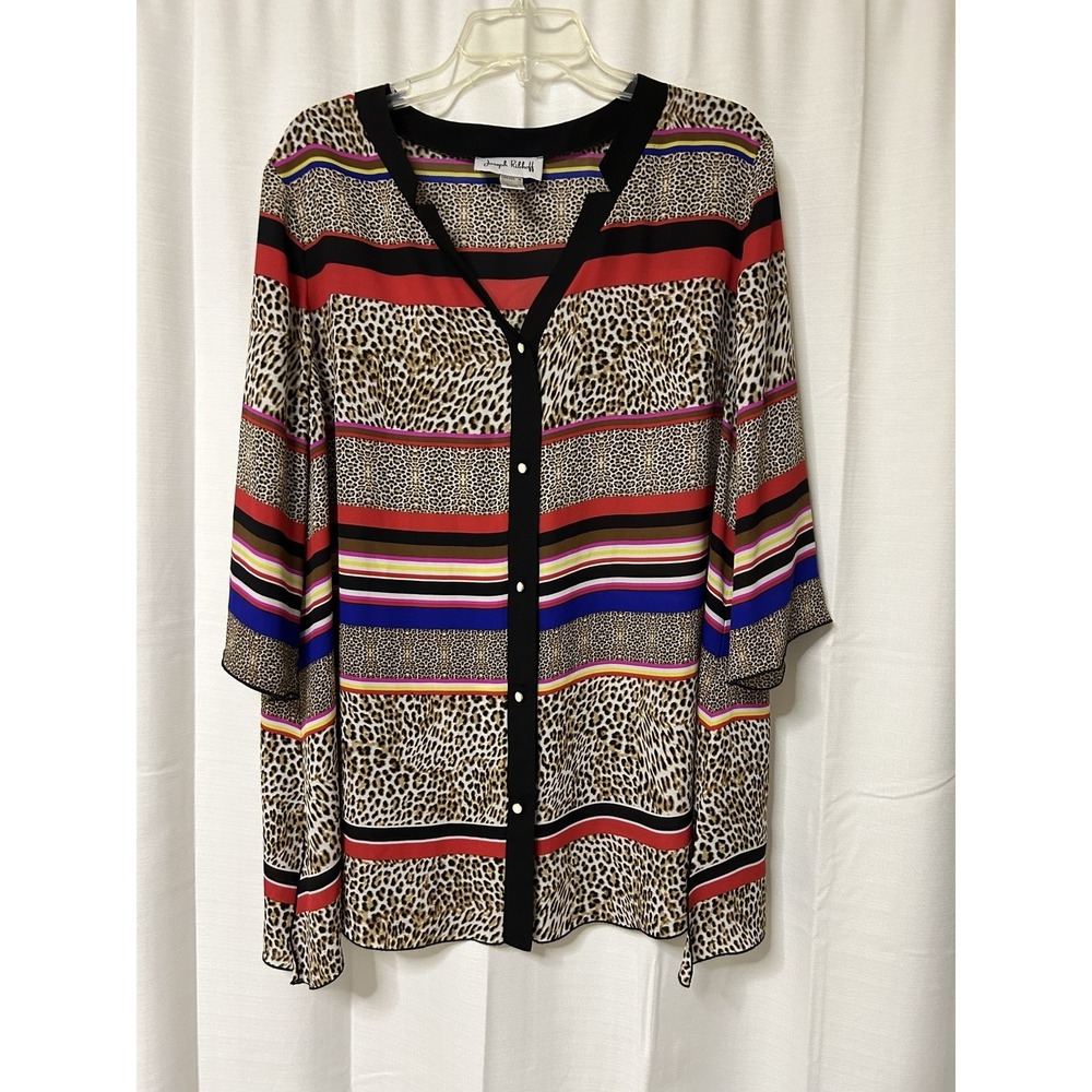 Joseph Ribkoff Womens Tunic Blouse Colorful animal Print 3/4 Sleeve Flowy 16